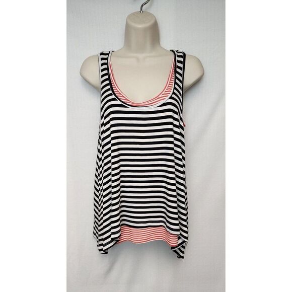 Kim & Cami Women Double Layered Scoop Neck Sleeveless Striped Tank Top Size S - Picture 2 of 6